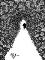 Juko Shimizu: "Das Biest", im rosengarten wankt das liebe Biest davon, erst als es die Bärenhaut abwirft, kommt sein wahres Ich zutage. © Buchillustration