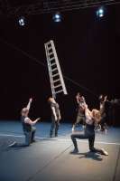 Balanceakt mit Leiter. Akrobatik lässt staunen und unterhält. © Malyshev