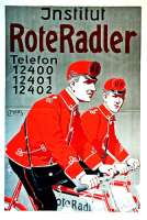 Fahrradboten, wie der verliebte Finn einer ist, hat es schon um 1900 gebegeben. © free license / Wikipedia (Werbeplakat von Carl Moos um 1908)