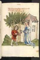 Der Jüngling Parzival mit seiner Mutter. Auch muss erwachsen werden. © wikipedia / UB Heidelberg, Cod. Pal. germ. 339, fol. 87r