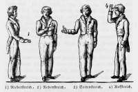 Aus dem Volksschullehrbuch für Dirigenten: "Taktfiguren", Holzschnitt, 1831.  © Wikipedia / public domain