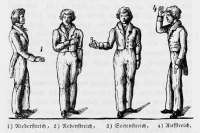 Aus dem Volksschullehrbuch für Dirigenten: "Taktfiguren", Holzschnitt, 1831.  © Wikipedia / public domain