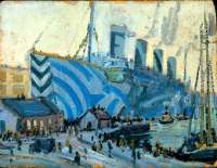 Ein Dazzle-Ship, ein Schoff, das durch verirrende Zeichnung getarnt ist, spielt eine wesentliche Rolle in River Cartwrights Abenteuer. © eb,wipideia.org