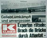 Neben Stephansdom und Riesenrad war die Reichsbrücke eines der Wahrzeichen  im Nachkriegswien. Die Erschütterng der Wiener:innen war dementsprechend tief. © Hans Sladek