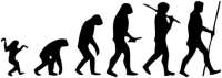 Ikonografie des Fortschritts. Die populäre Darstellung der (menschlichen) Evolution ist überholt. Sie vermittelt die falsche Vorstellung der Evolution als einen gerichteten Verbesserungsprozess. © wikipedia / free license