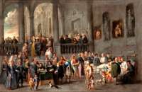 Das Ospedale di Pammatone mit dem Waisenhaus in Genua war 500 Jahrhunderte lang, bis zum Beginn des 20., in Betrieb. Das Bild des flämischen Malers Cornelis de Wael († 1667) zeigt das Fest der Vergebung, das alljährlich im Ospedale gefeiert worden ist. © Genova, Musei di Strada Nuova - Palazzo Bianco / wikipedia 