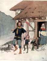 Tells Familie. Illustration von Philip Dadd für das Buch "William Tell Told Again" von P. G. Wodehouse, 1904. © gemeinfrei