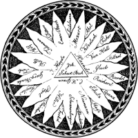  Kupferstich von Augustus Frederick Christopher Kollmann, der Haydn zu den besten Komponisten gezählt hat. J. S.. Bach ist im Zentrum. Allgemeine musikalsiche Zeitung 1799. © wikipedia