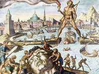 Der Koloss von Rhodos, Phantasiedarstellung von Maarten van Heemskerck aus dem 16. Jahrhundert. © wikipedia