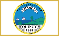 Die Flagge von  Quincy / Massachusetts- Den Ort gibt es auf der Landkarte von Sill nicht mher. 