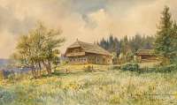 Hima als Idylle: Peter Roseggers Geburtshaus in der Waldheimat, gemalt von Anton Paul Heilmann um 1910. © gemeinfrei / wikipedia
