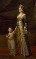 Lady Mary Wortley Montagu hat ihrem kleinen Sohn Edward 1717 gegen die Pocken impfen lassen.  Im selben Jahr hat Jean Baptiste Vanmour Mutter und Sohn 1717 gemalt.  Lizenzfrei / wipiledia