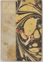  Koloman Moser, Bucheinband für die Satire „Die XVI. Ehefreude von Antoine de la Salle“, Ausführung: Wiener Werkstätte, um 1909. Pergament mit Goldprägung, Tunkpapier. © Sammlung Richard Grubman 