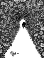 Juko Shimizu: "Das Biest", im rosengarten wankt das liebe Biest davon, erst als es die Bärenhaut abwirft, kommt sein wahres Ich zutage. © Buchillustration