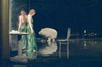 "Arien": Die erste Begegnung der Tänzerin (Breanna O'Mara) mit einem nur für sie sichtbaren Nilpferd. © Klaus Sturm