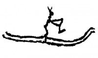 Die 4000 Jahre alte Darstellung eines Skilaufers in der Höhle von Tro in Norwegen. © wikipedia