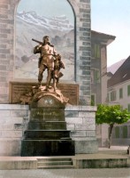Ein Denkmal für Wilhelm Tell in Altdorf, dem Hauptort des Schweizer Kantons Uri. © wikipedia