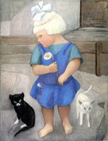 Dorfkind mit Katzen, 1927. Privatsammlung Mühlheim.